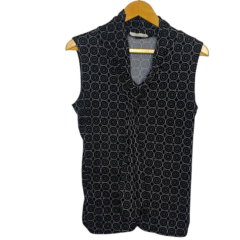 Tiffany & Grey Black and White Spandex Blend‎ Sleeveless Top Size L Petite